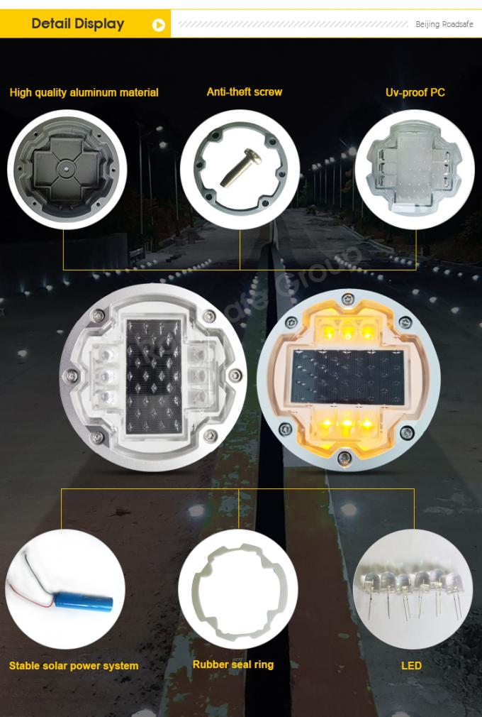 アルミニウム 丸い点滅LED 埋め込み猫の目 無線地下ドライブウェイマークライト 太陽光道路スタッド 4